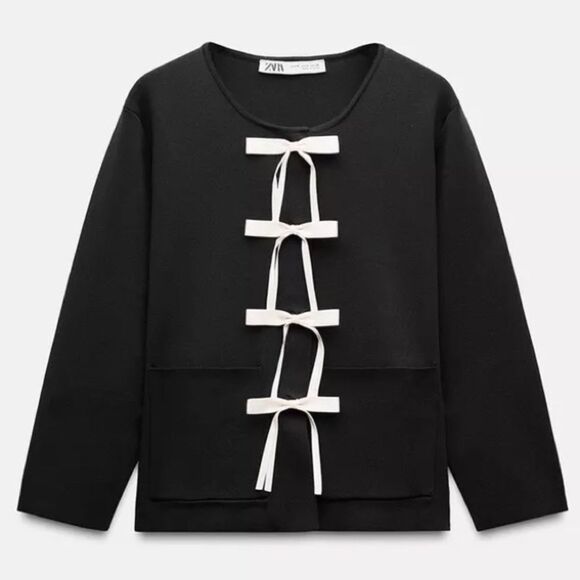 ZARA BOWS KNIT CARDIGAN - Picture 5 of 10